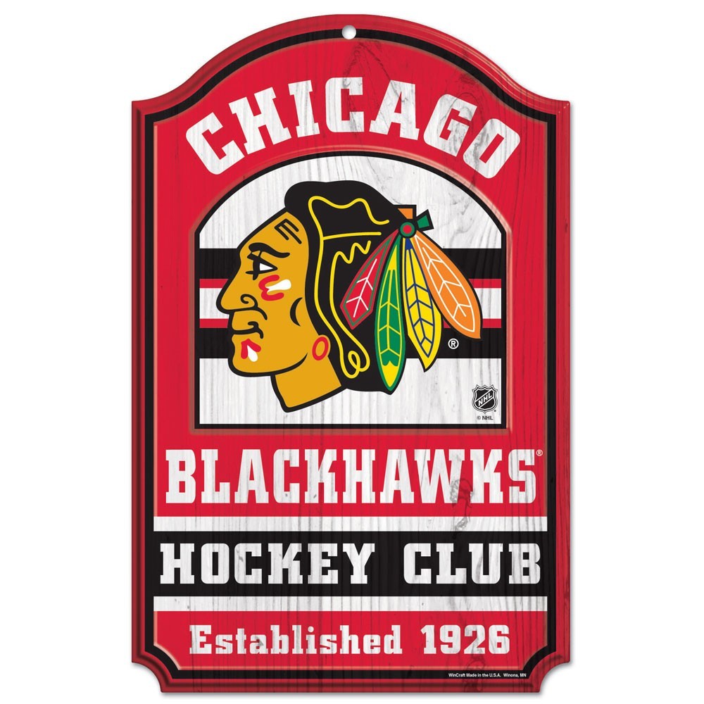 Chicago Blackhawks "Hockey Club" Wooden Sign