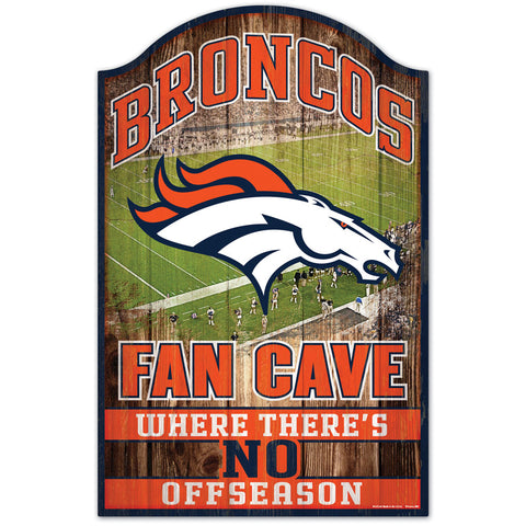 Denver Broncos Fan Cave "No Offseason" Wooden Sign
