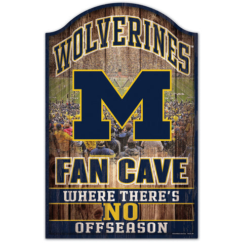 Michigan Wolverines Fan Cave "No Offseason" Wooden Sign