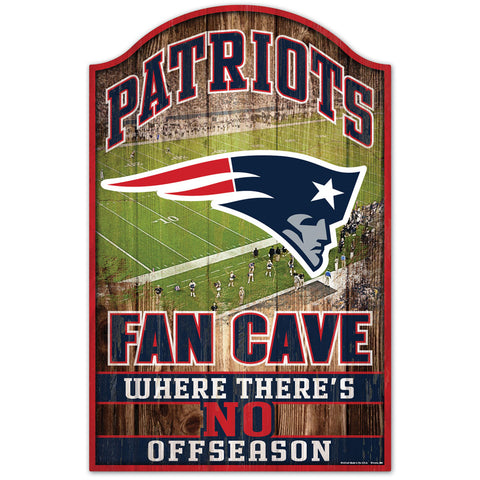 New England Patriots Fan Cave "No Offseason" Wooden Sign