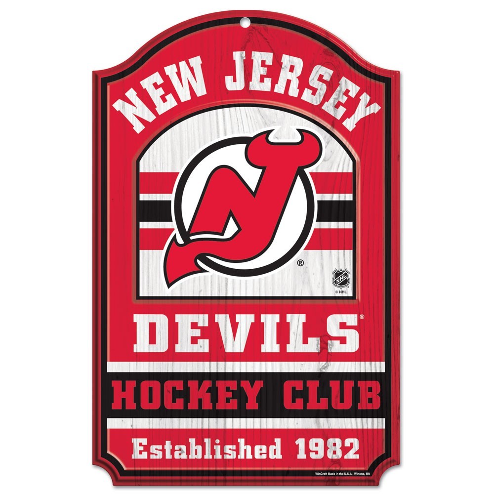 New Jersey Devils "Hockey Club" Wooden Sign