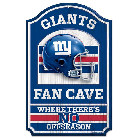 New York Giants Fan Cave "No Offseason" Wooden Sign
