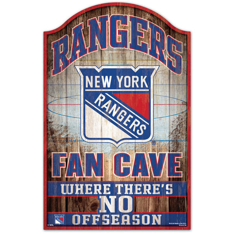 New York Rangers Fan Cave Wood Sign