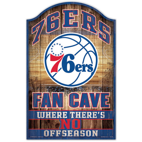 Philadelphia 76ers Fan Cave Wood Sign