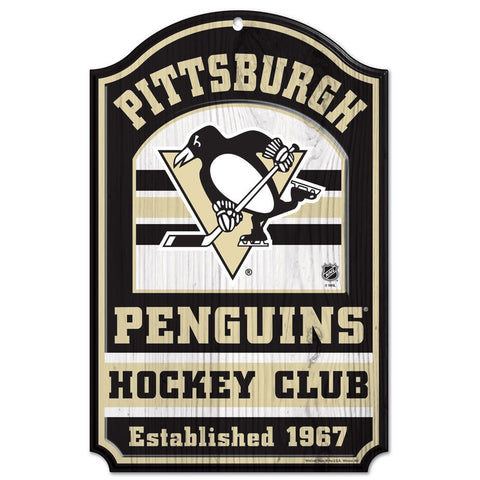 Pittsburgh Penguins "Hockey Club" Wooden Sign