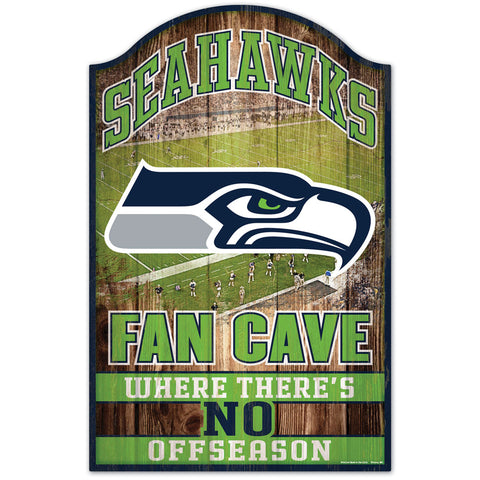 Seattle Seahawks Fan Cave "No Offseason" Wooden Sign