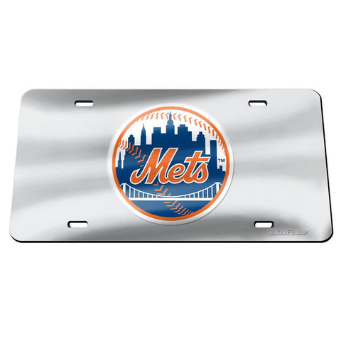 New York Mets Laser Engraved License Plate - Mirror Silver