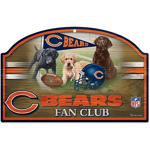 Chicago Bears Puppy Fan Club Wooden Sign