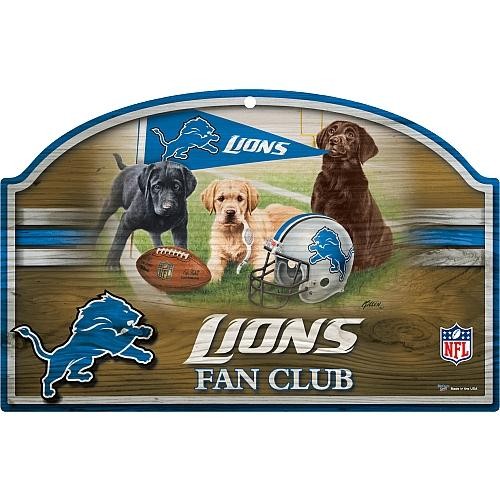 Detroit Lions Puppy Fan Club Wooden Sign