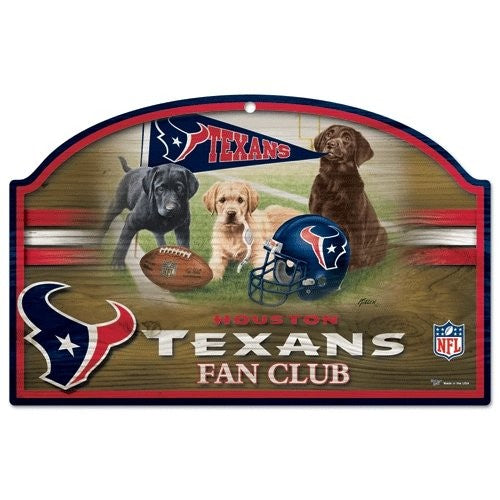 Houston Texans Puppy Fan Club Wooden Sign