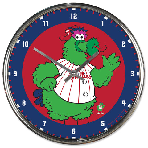 Phillie Phanatic Round Chrome Clock