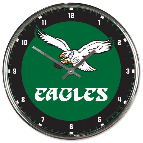 Philadelphia Eagles Retro Round Chrome Clock