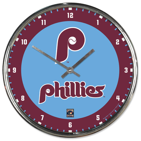 Philadelphia Phillies Retro Round Chrome Clock