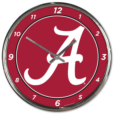 Alabama Crimson Tide Round Chrome Clock