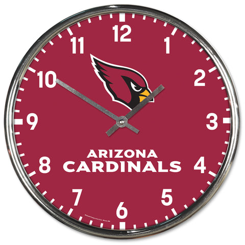 Arizona Cardinals Round Chrome Clock