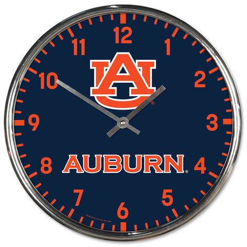 Auburn Tigers Round Chrome Clock