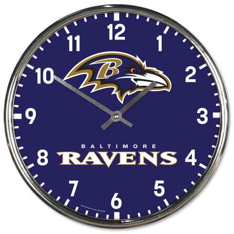 Baltimore Ravens Round Chrome Clock