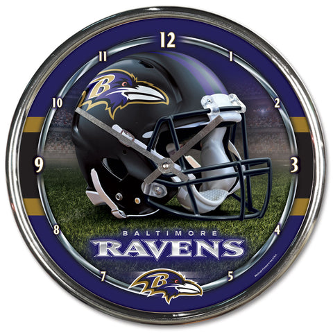 Baltimore Ravens Round Chrome Clock