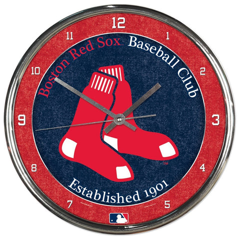 Boston Red Sox Round Chrome Clock