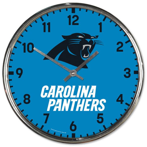 Carolina Panthers Round Chrome Clock