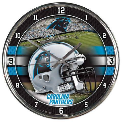 Carolina Panthers Round Chrome Clock
