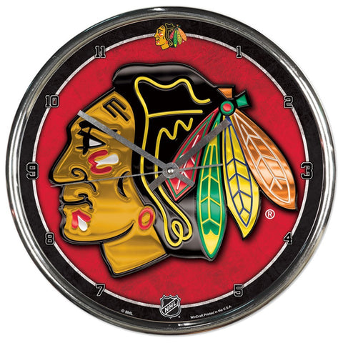 Chicago Blackhawks Round Chrome Clock