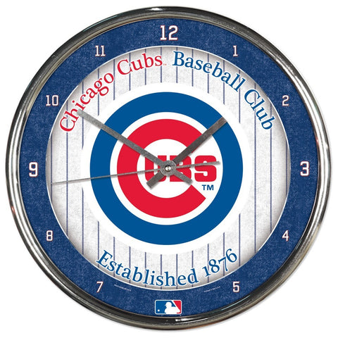Chicago Cubs Round Chrome Clock