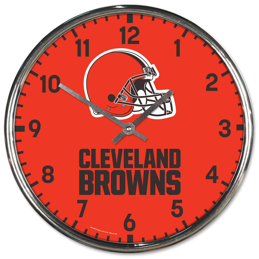 Cleveland Browns Round Chrome Clock