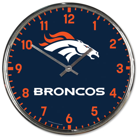 Denver Broncos Round Chrome Clock