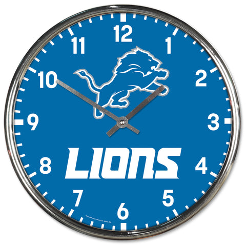 Detroit Lions Round Chrome Clock