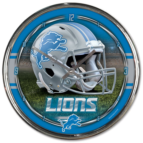 Detroit Lions Round Chrome Clock