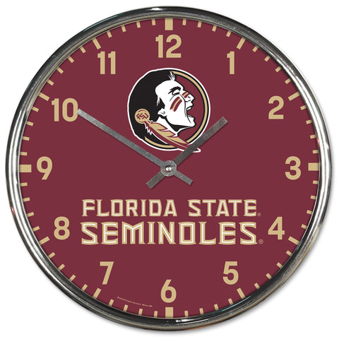 Florida State Seminoles Round Chrome Clock