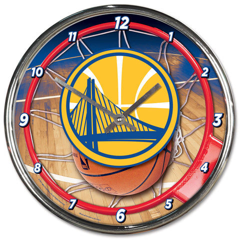 Golden State Warriors Round Chrome Clock