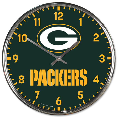 Green Bay Packers Round Chrome Clock