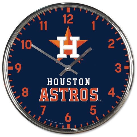 Houston Astros Round Chrome Clock