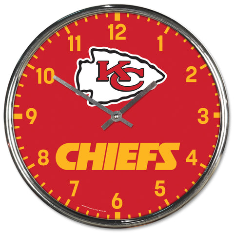 Kansas City Chiefs Round Chrome Clock