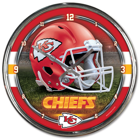 Kansas City Chiefs Round Chrome Clock