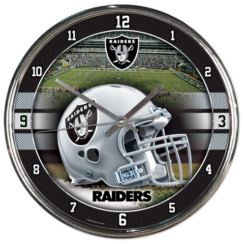 Las Vegas Raiders Round Chrome Clock