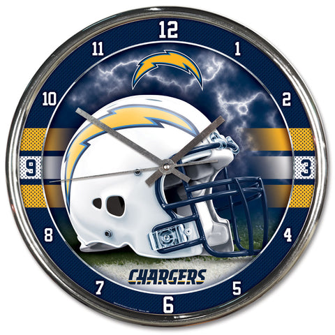 Los Angeles Chargers Round Chrome Clock