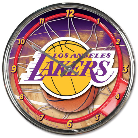 Los Angeles Lakers Round Chrome Clock