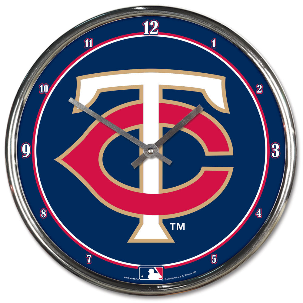 Minnesota Twins Round Chrome Clock