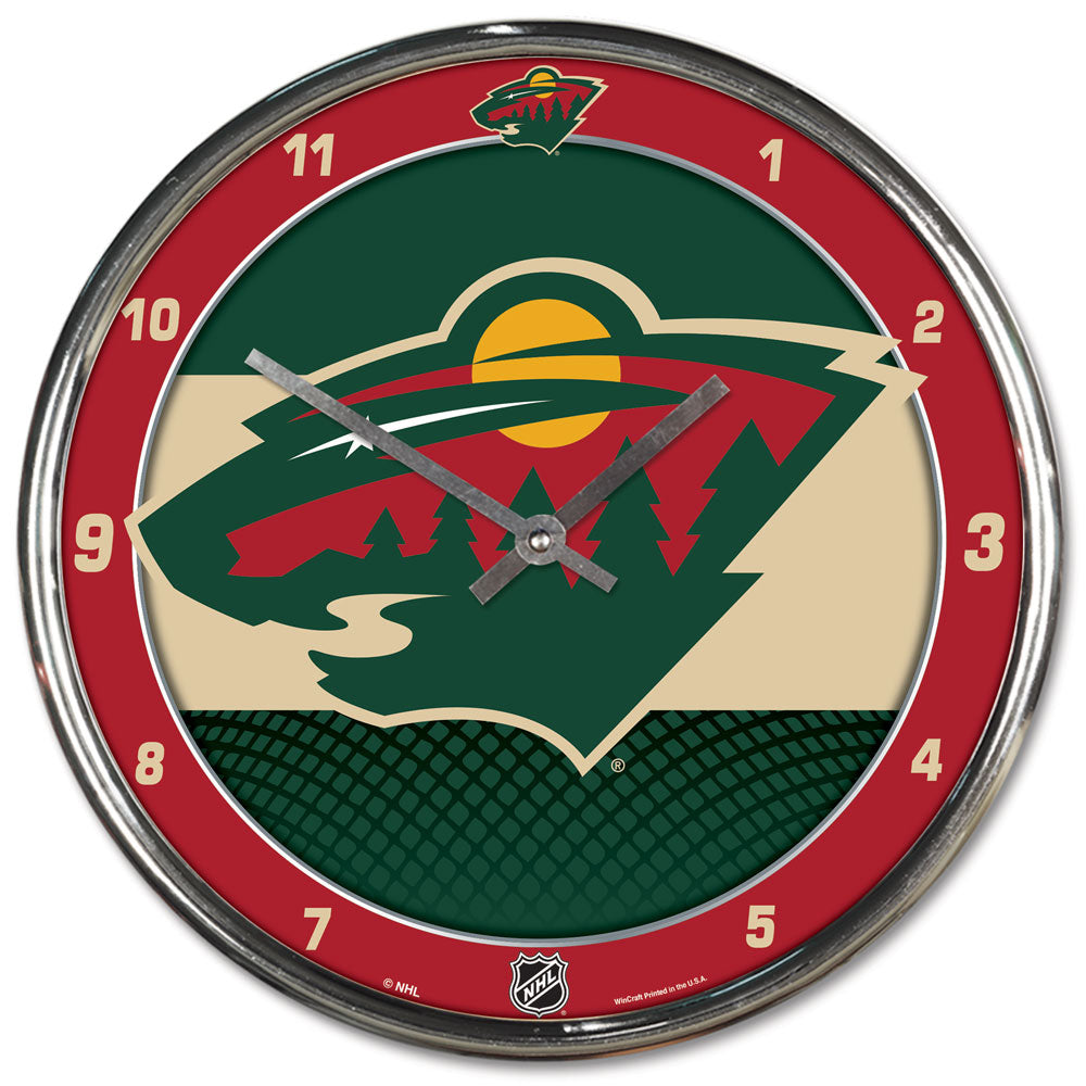 Minnesota Wild Round Chrome Clock