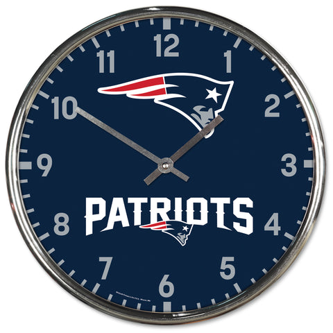 New England Patriots Round Chrome Clock