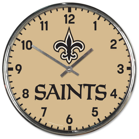 New Orleans Saints Round Chrome Clock