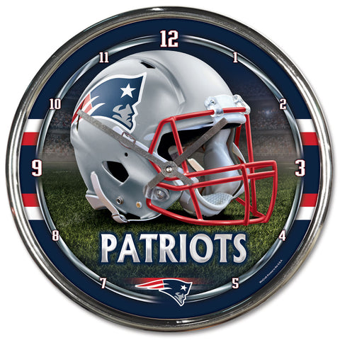 New England Patriots Round Chrome Clock