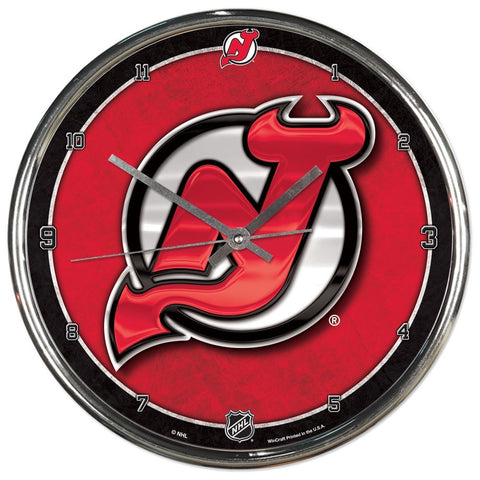 New Jersey Devils Round Chrome Clock