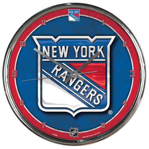 New York Rangers Round Chrome Clock