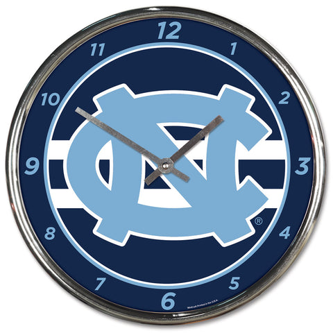 North Carolina Tar Heels Round Chrome Clock