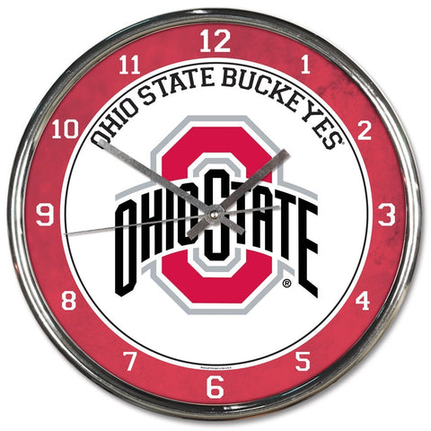 Ohio State Buckeyes Round Chrome Clock