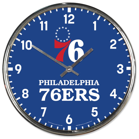 Philadelphia 76ers Round Chrome Clock